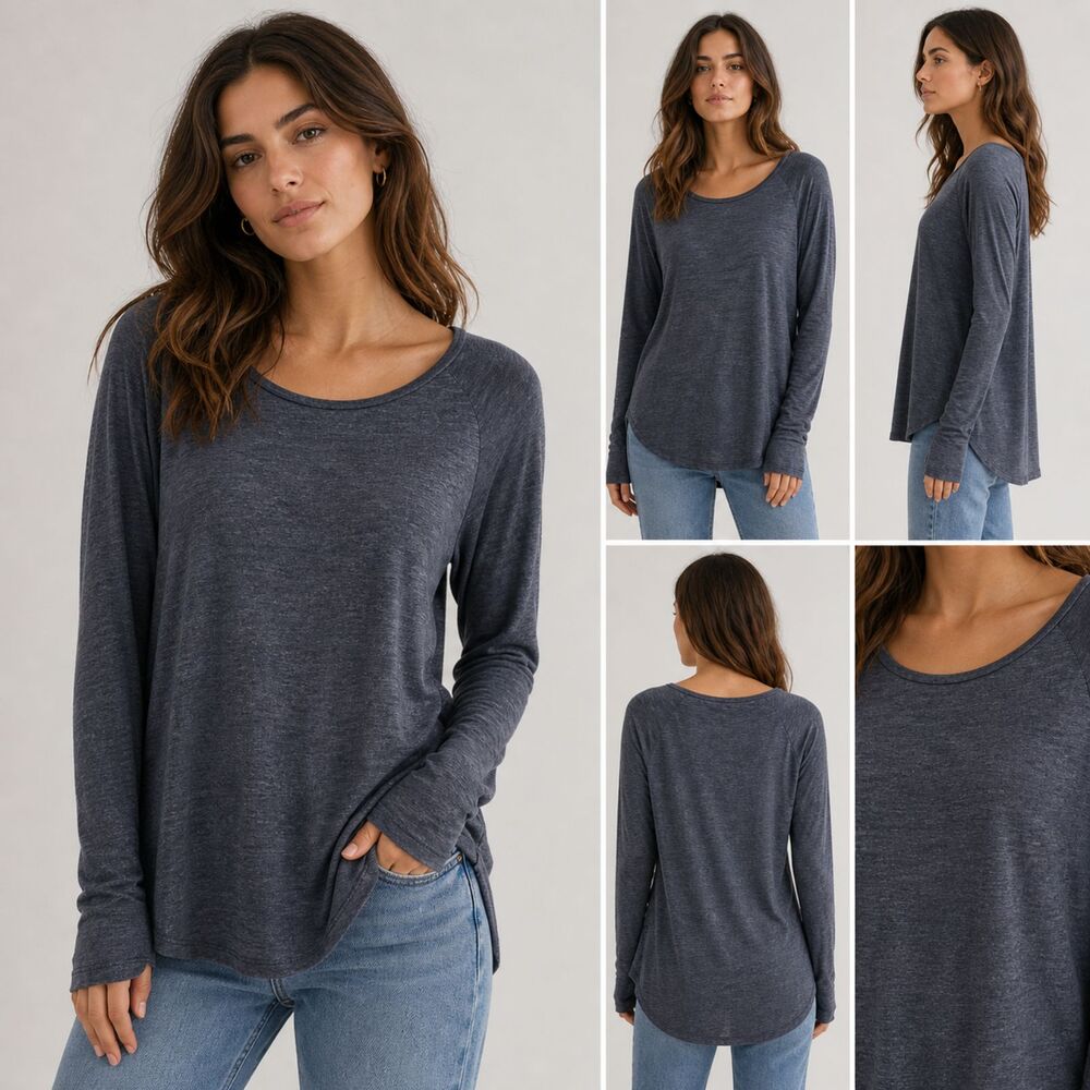 Vince Space Dyed Long Sleeve Tee Womens Small Viscose Knit